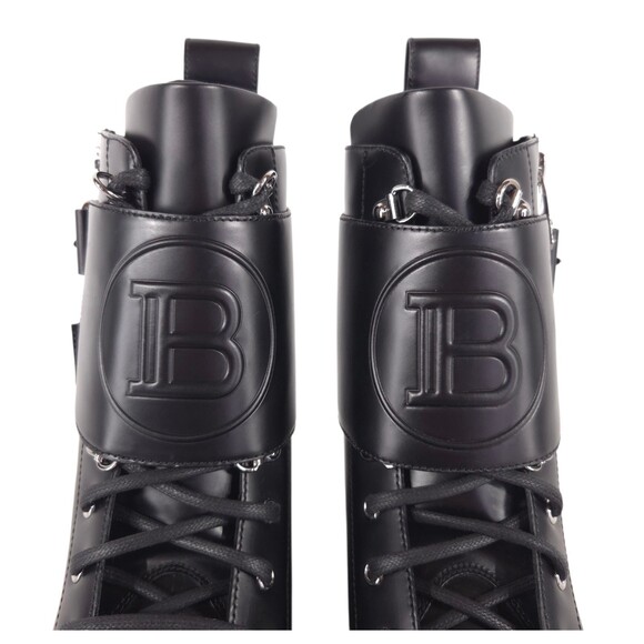 Balmain B Logo Buckle Ranger Combat Boots Mens US 10 IT 43 Black $1650 main image 13
